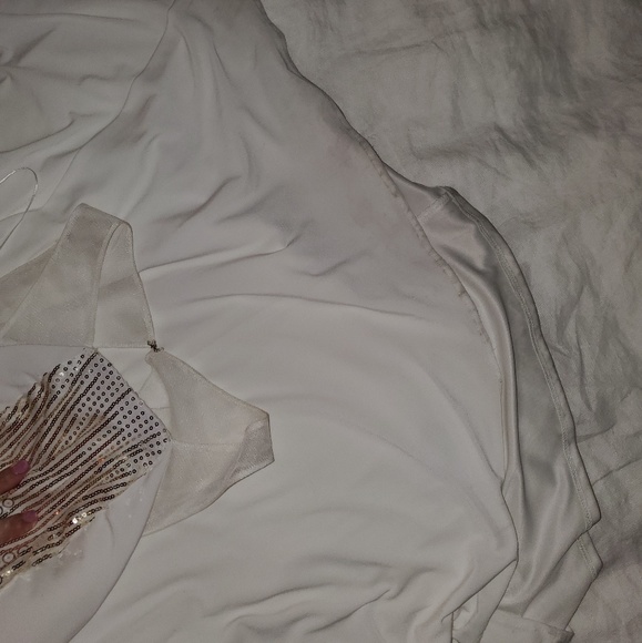 White and gold sequin dress floor length - Picture 6 of 6